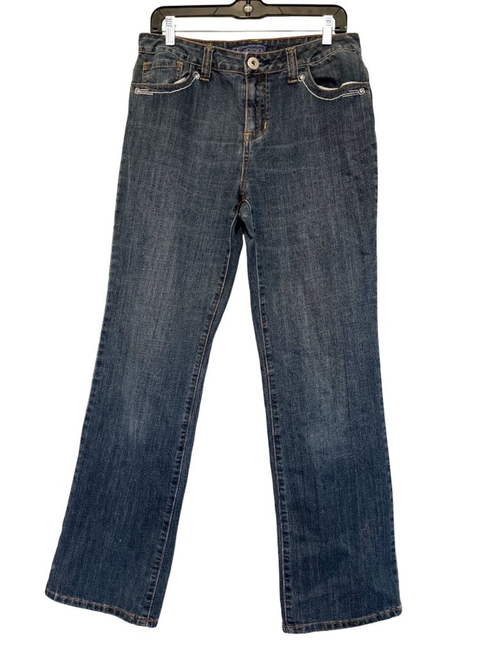Baccini Womens Blue Jeans Rhinestone Embellished Size 8 Zipper Fly With Button